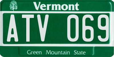 VT license plate ATV069
