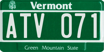 VT license plate ATV071