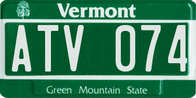 VT license plate ATV074