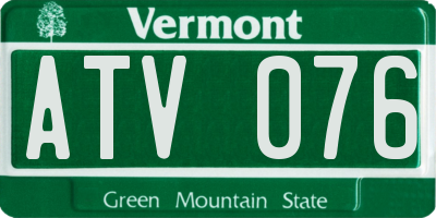 VT license plate ATV076