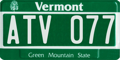 VT license plate ATV077