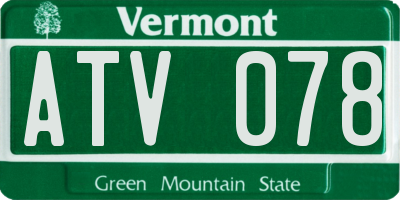 VT license plate ATV078