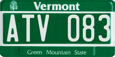 VT license plate ATV083
