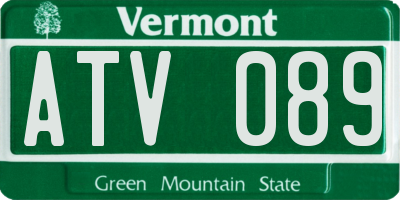 VT license plate ATV089