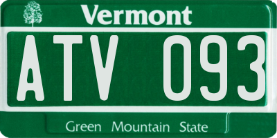 VT license plate ATV093