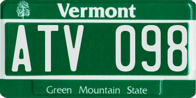 VT license plate ATV098