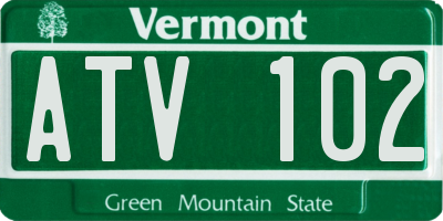 VT license plate ATV102