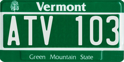 VT license plate ATV103