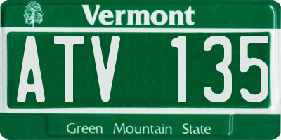 VT license plate ATV135