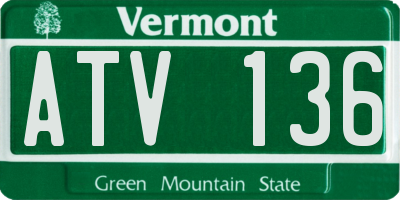 VT license plate ATV136
