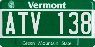 VT license plate ATV138