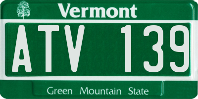 VT license plate ATV139