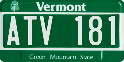 VT license plate ATV181