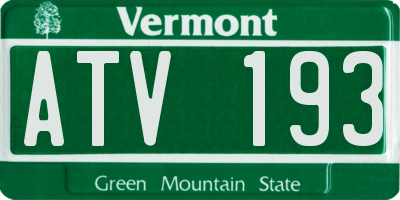 VT license plate ATV193