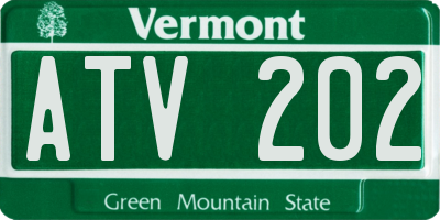VT license plate ATV202