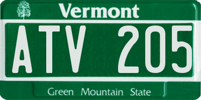 VT license plate ATV205