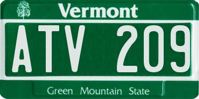 VT license plate ATV209