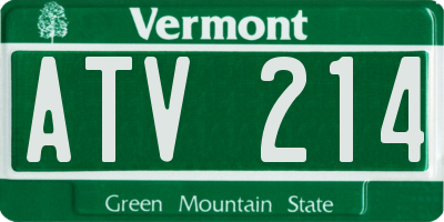 VT license plate ATV214
