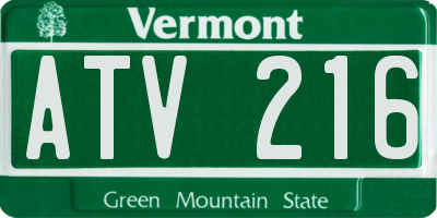 VT license plate ATV216