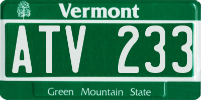 VT license plate ATV233