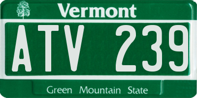 VT license plate ATV239