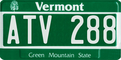 VT license plate ATV288