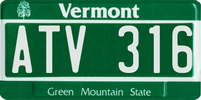 VT license plate ATV316
