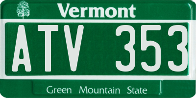 VT license plate ATV353