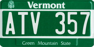 VT license plate ATV357