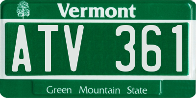 VT license plate ATV361