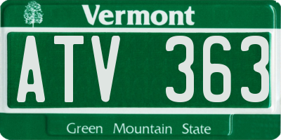 VT license plate ATV363