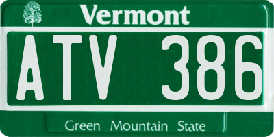 VT license plate ATV386