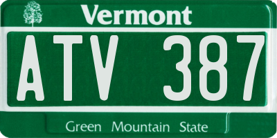 VT license plate ATV387