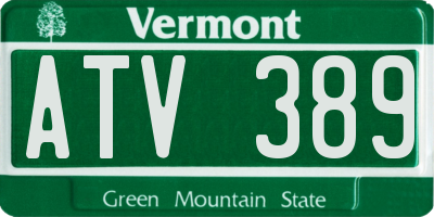 VT license plate ATV389
