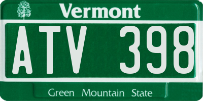 VT license plate ATV398