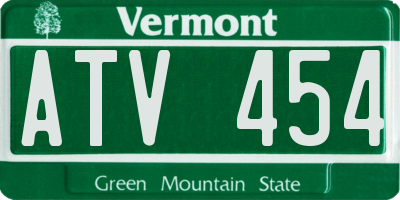 VT license plate ATV454