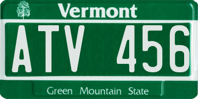 VT license plate ATV456