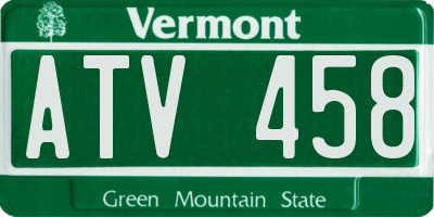 VT license plate ATV458