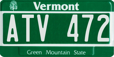 VT license plate ATV472
