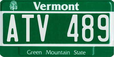 VT license plate ATV489