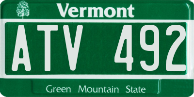 VT license plate ATV492