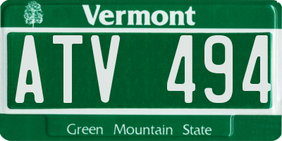 VT license plate ATV494