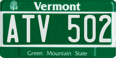 VT license plate ATV502