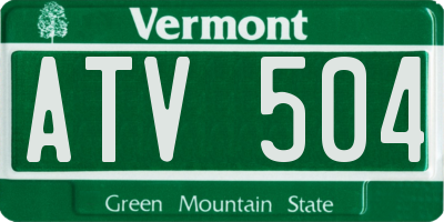 VT license plate ATV504
