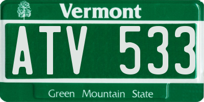 VT license plate ATV533