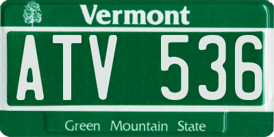 VT license plate ATV536