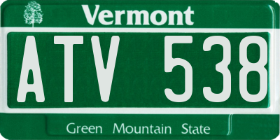 VT license plate ATV538
