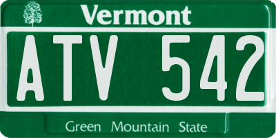 VT license plate ATV542