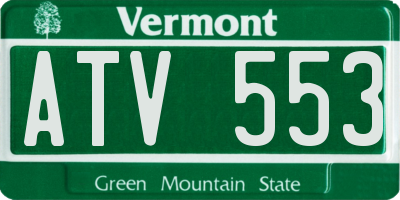 VT license plate ATV553