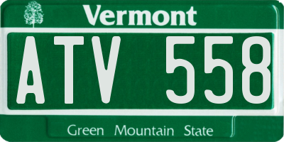 VT license plate ATV558